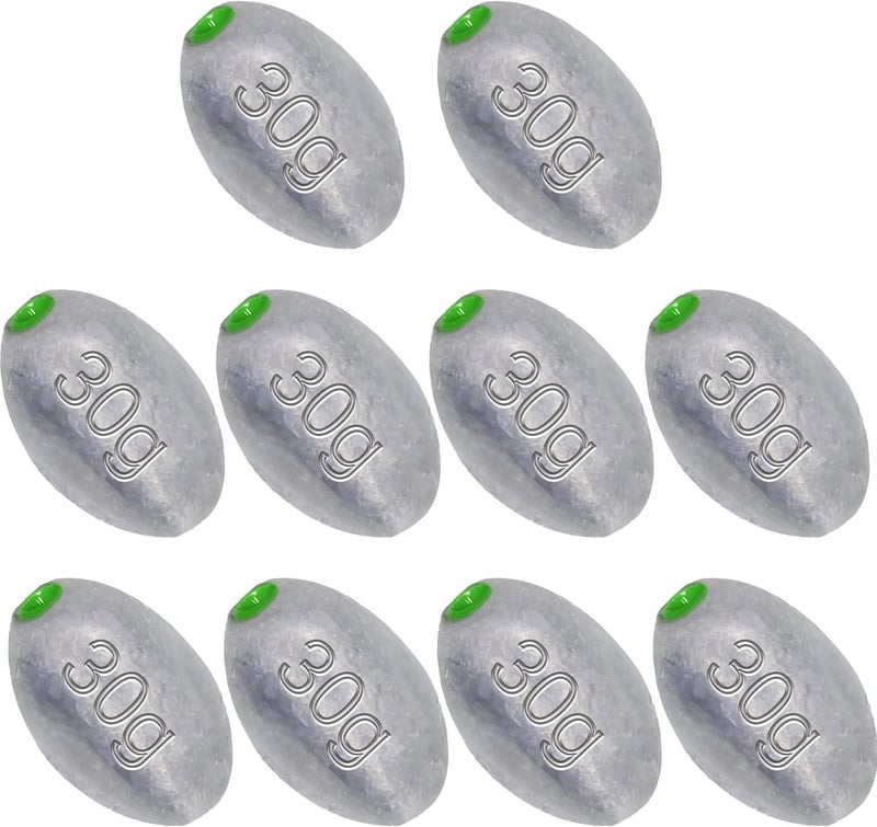 TKHDBF Egg Sinkers Bullet Fishing Weights Oval Shaped with Plastic Core Slip Sinkers for Catfish Fishing Casting Saltwater and Freshwater 1/5oz to 2oz - Image 1